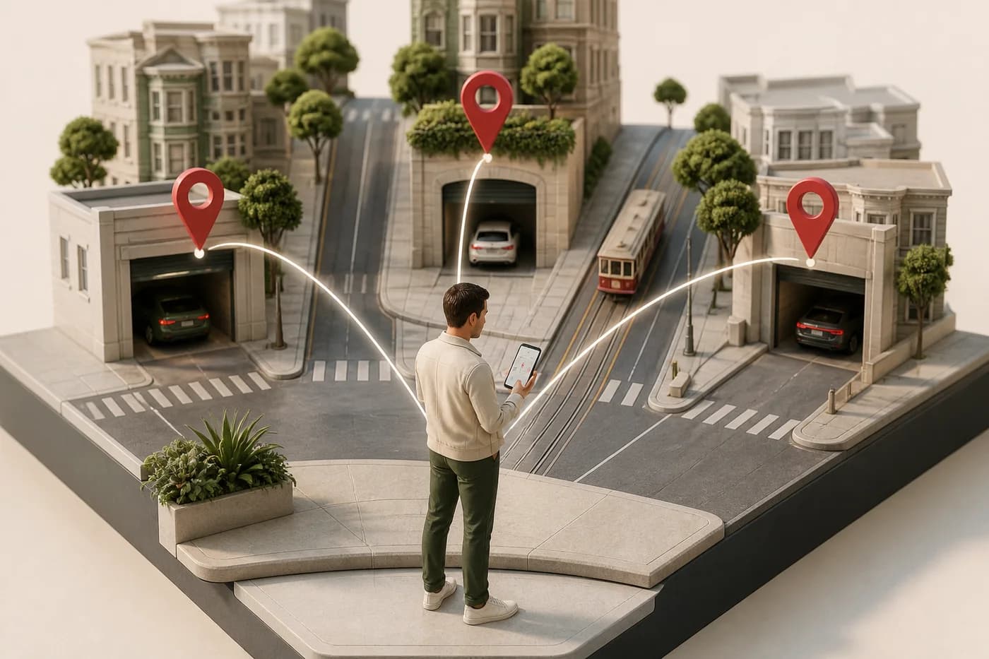 San Francisco parking locations shown on a city map